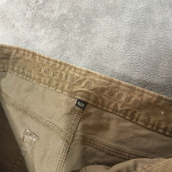 American Eagle Pants Mens 36X34 Brown Corduroy Straight Leg Khaki Tan Flex - Picture 5 of 11
